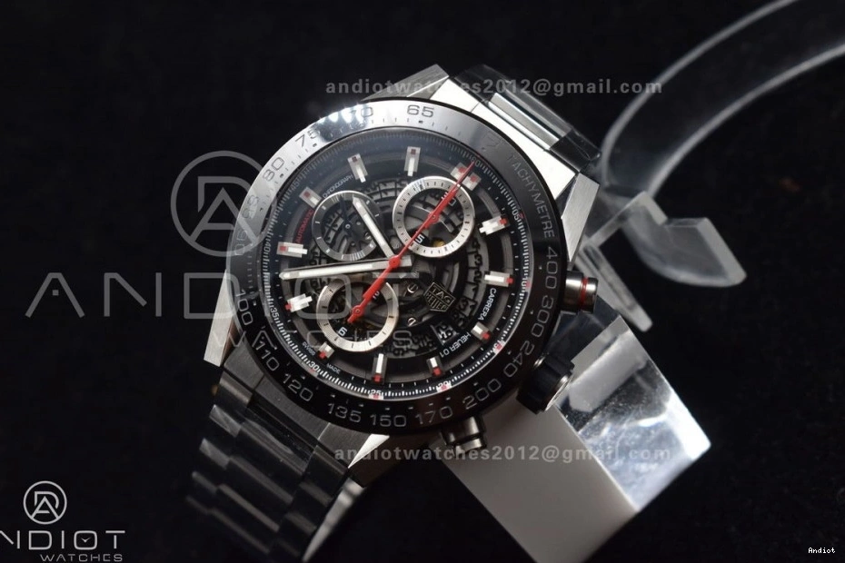 A SS Chrono 1:1 389 SS 01 Calibre Dial XF ZeroBulk on Bracelet Heuer Black Edition Strap Best 0820